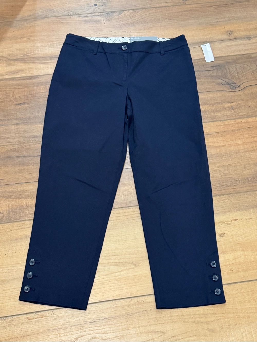 Talbots Navy Cropped Button-Hem Women's Pants NWT 4P Petite